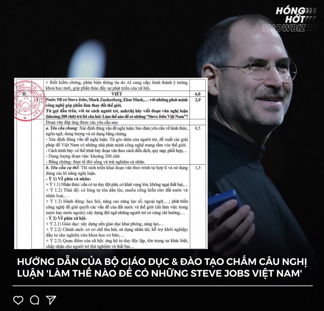 Bộ GDĐT công bố đề nghị luận Ngữ Văn tốt nghiệp THPT 2026 về 'Steve Jobs Việt Nam' 1 726660371 1008015988632068 8025460958528895207 n